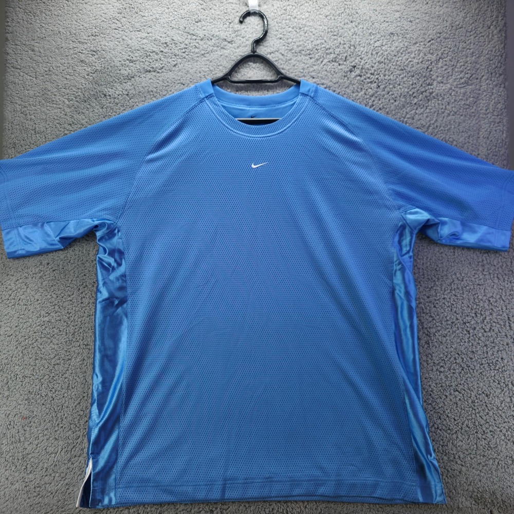 Vintage Nike Basketball Mesh Shooting Shirt Mens XXL Blue Short Sleeve Y2K
